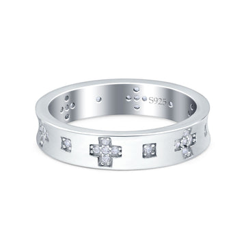 Eternity Ring Wedding Engagement Band Round Simulated Cubic Zirconia 925 Sterling Silver (4.5mm)